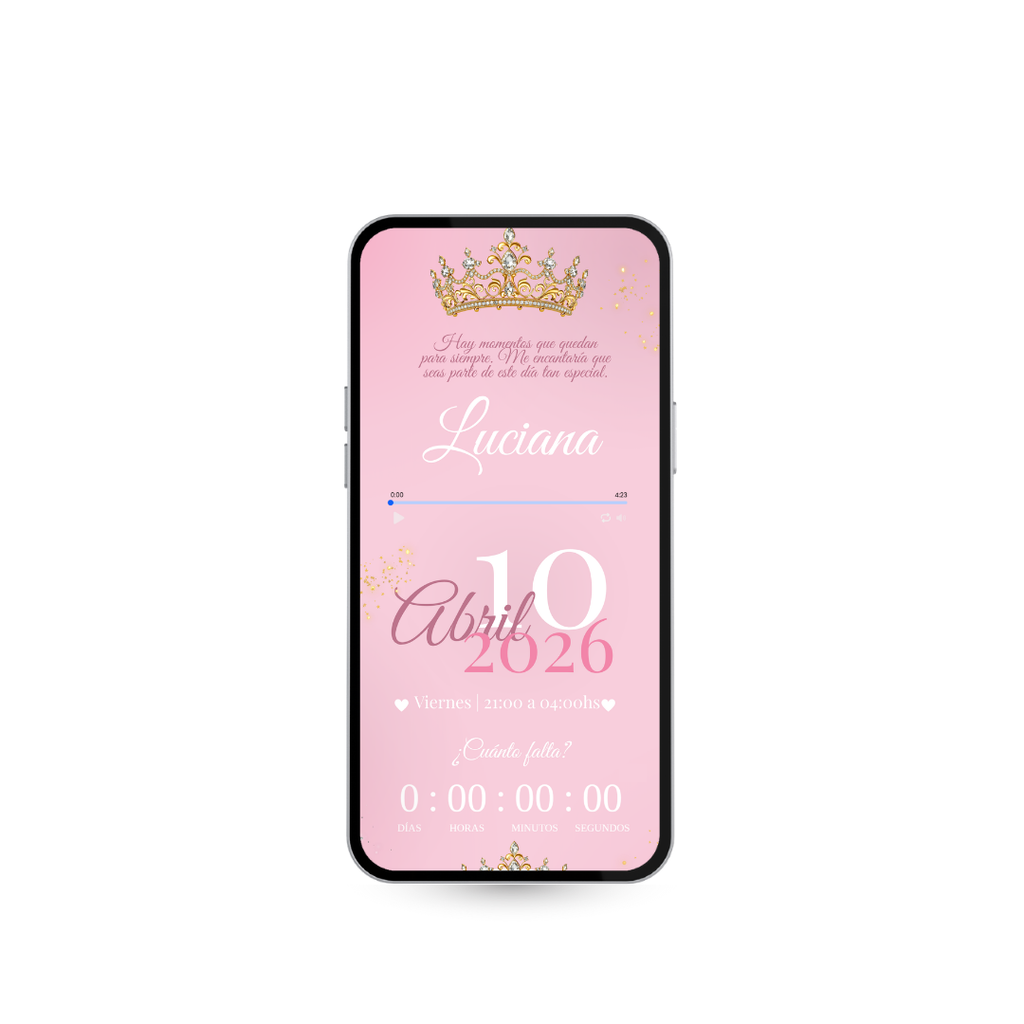 Invitación Digital Princesa Rosa – Experiencia Premium