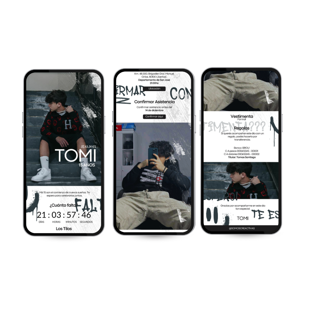 Invitación Digital Interactiva GRAFITTI – XV Años