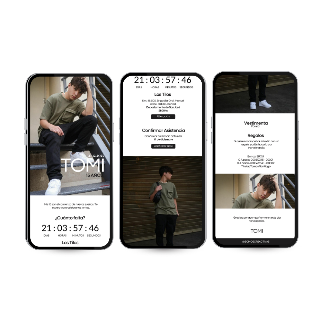 Invitación Digital Interactiva URBAN WHITE – XV Años