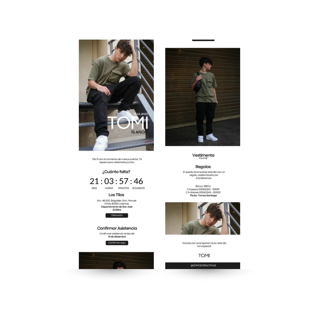 Invitación Digital Interactiva URBAN WHITE – XV Años