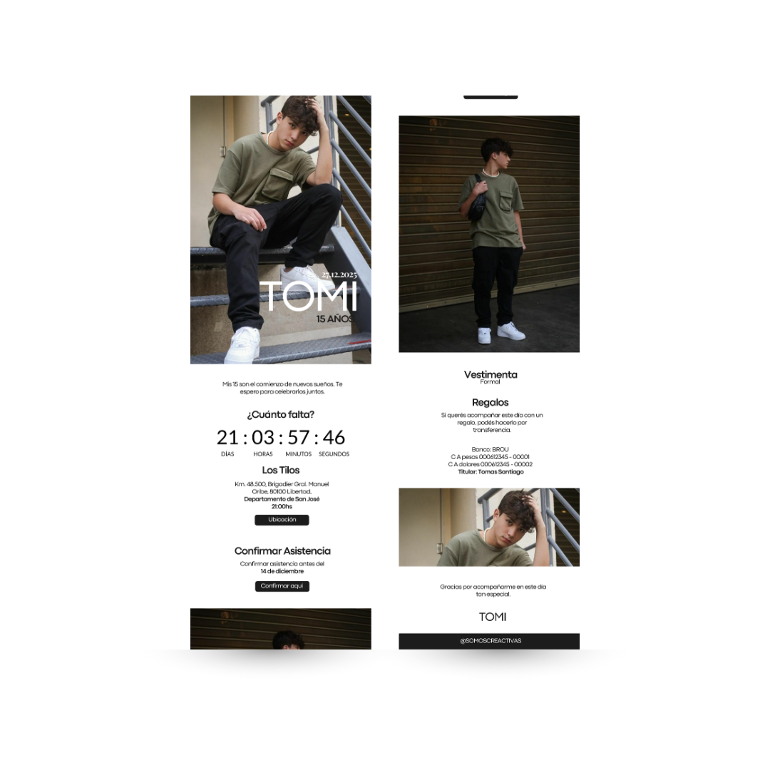 Invitación Digital Interactiva URBAN WHITE – XV Años