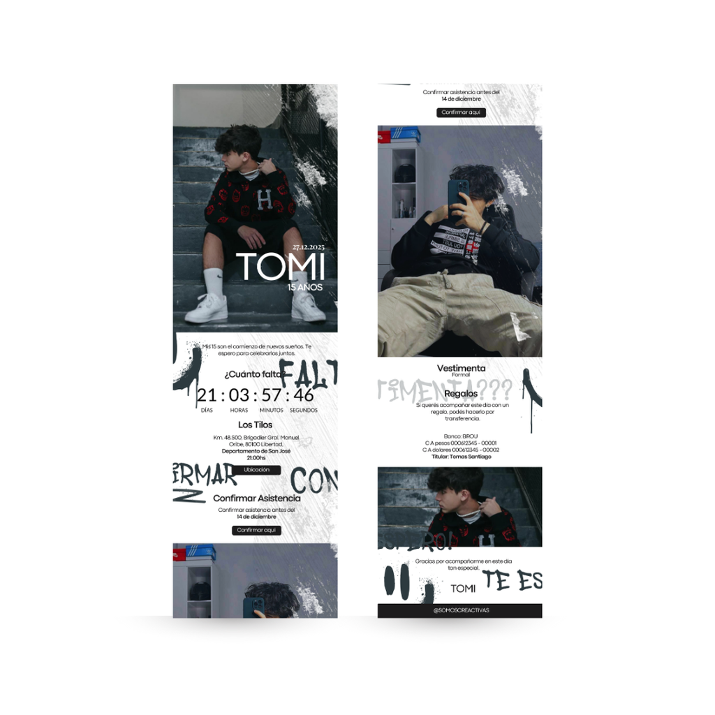 Invitación Digital Interactiva GRAFITTI – XV Años