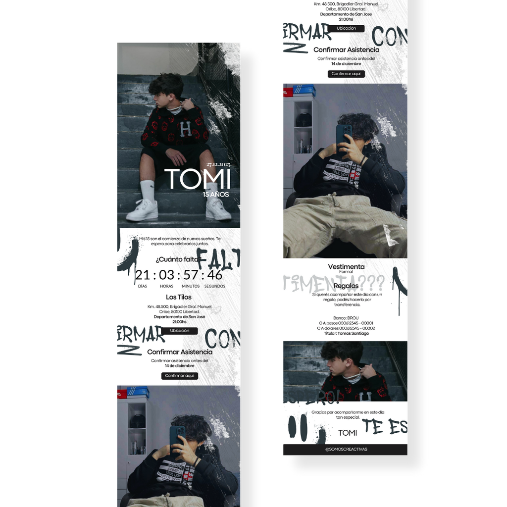 Invitación Digital Interactiva GRAFITTI – XV Años